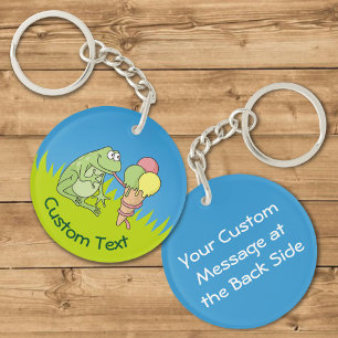 Frog with Icecream on Grass Keychain