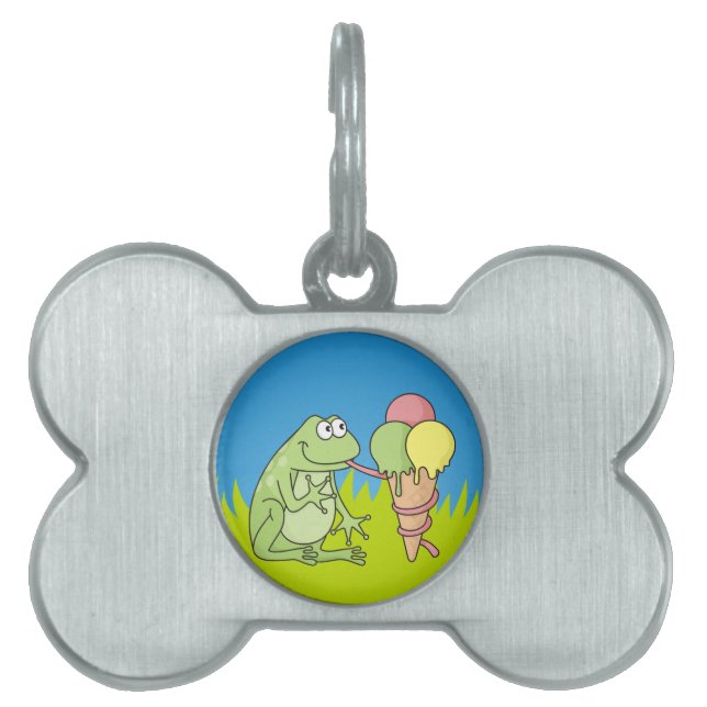 Frog with Icecream Pet Tag (Front)