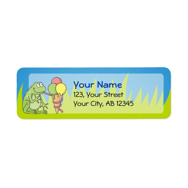 Frog with Icecream Return Address Label (Front)