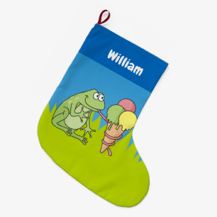 Frog with Icecream Small Christmas Stocking