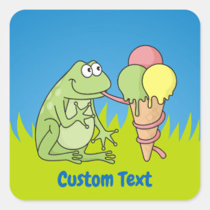 Frog with Icecream Square Sticker