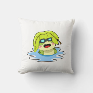 Frog with Leaf at Swimming Cushion