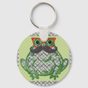 Frog with moustache and fish glasses by Artinspire Key Ring