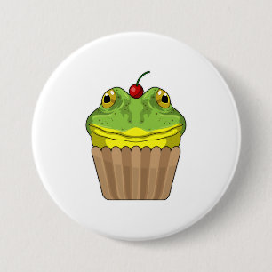 Frog with Muffin 7.5 Cm Round Badge
