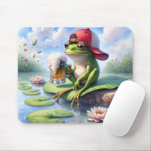 Frog With Mug of Beer Mouse Pad