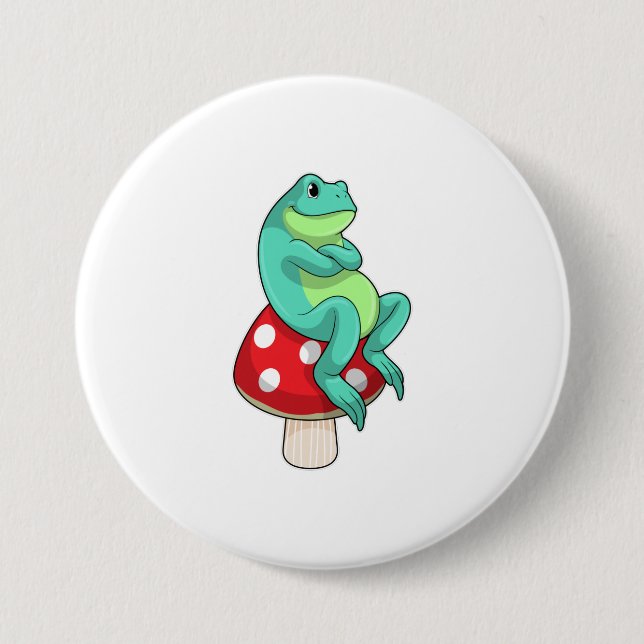 Frog with Mushroom 7.5 Cm Round Badge (Front)