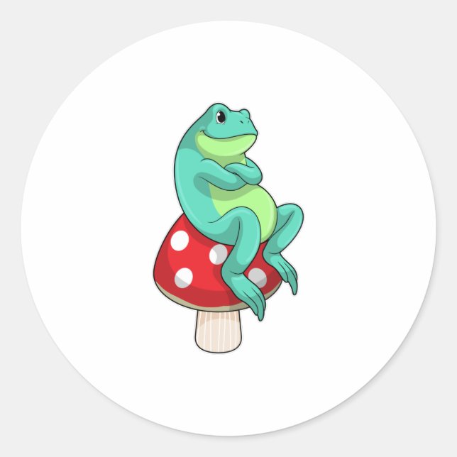Frog with Mushroom Classic Round Sticker (Front)