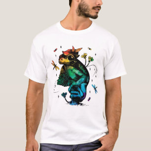 Frog with mushroom Cottagecore Hand Drawn Style T-Shirt
