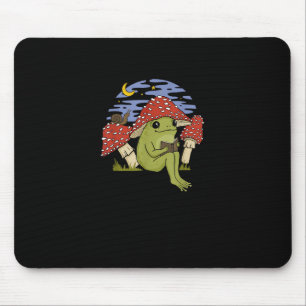 Frog With Mushroom Hat - Cottagecore Goblincore Bo Mouse Pad