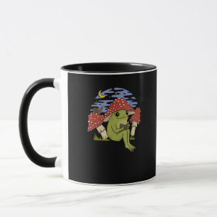 Frog With Mushroom Hat - Cottagecore Goblincore Bo Mug
