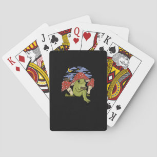 Frog With Mushroom Hat - Cottagecore Goblincore Bo Playing Cards