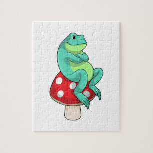 Frog with Mushroom Jigsaw Puzzle