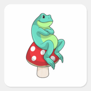 Frog with Mushroom Square Sticker