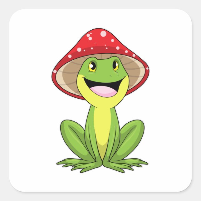 Frog with Mushroom Square Sticker (Front)