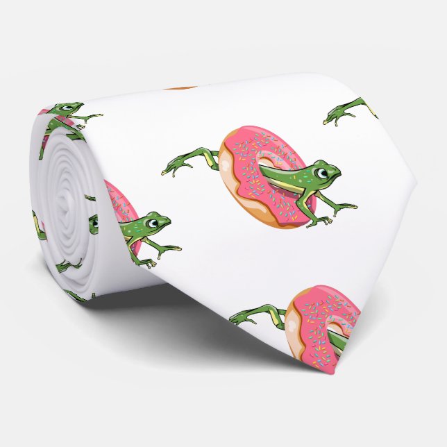 Frog with pink iced doughnut tie (Rolled)