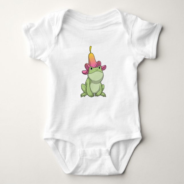 Frog with Plumeria Baby Bodysuit (Front)