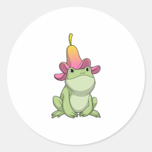 Frog with Plumeria Classic Round Sticker