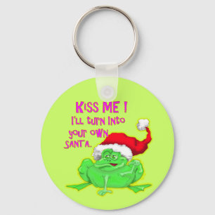 Frog with Santa hat Funny saying Key Ring