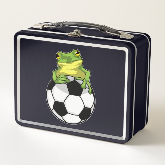 Frog with Soccer ball Metal Lunch Box (Front)