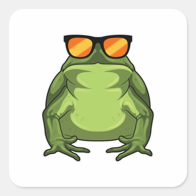 Frog with Sunglasses Square Sticker (Front)