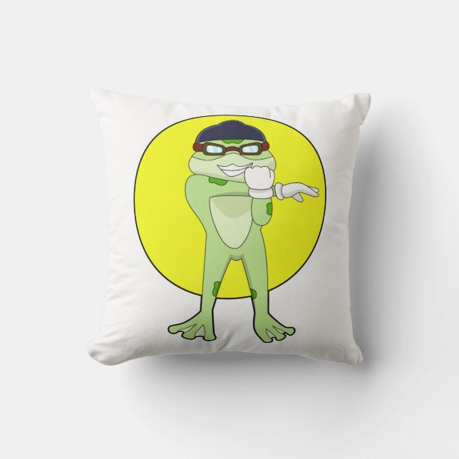 Frog with Swimming goggles Cushion (Front)