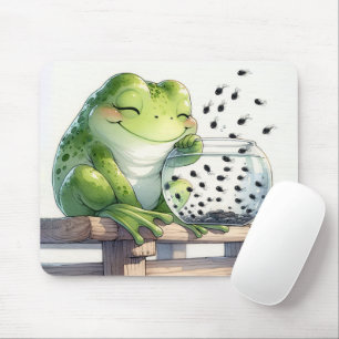 Frog With Tadpoles In Fishbowl Mouse Pad