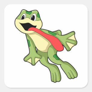 Frog with Tongue out Square Sticker