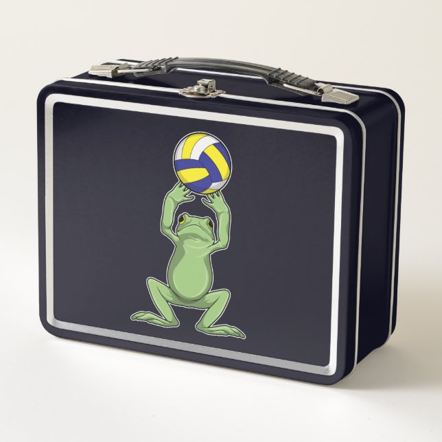 Frog with Volleyball Metal Lunch Box (Front)