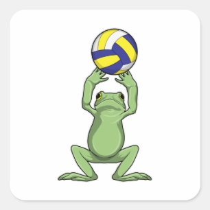 Frog with Volleyball Square Sticker