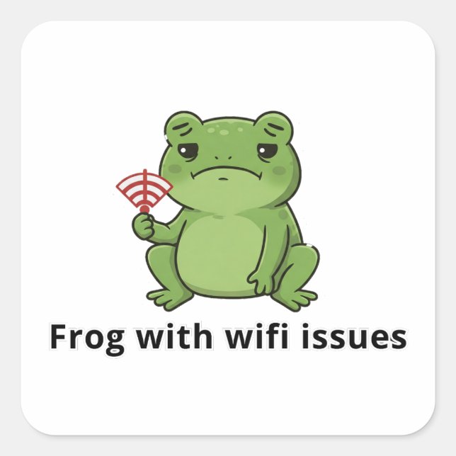 Frog with WiFi Issues Square Sticker (Front)