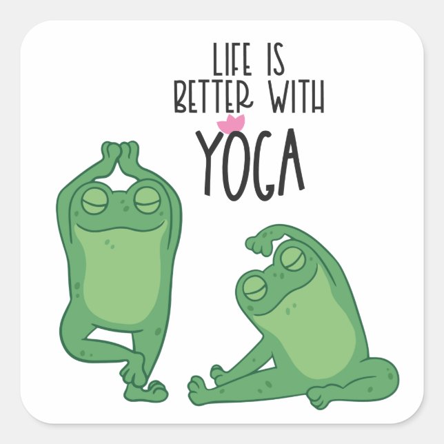 Frog yoga class party  square sticker (Front)