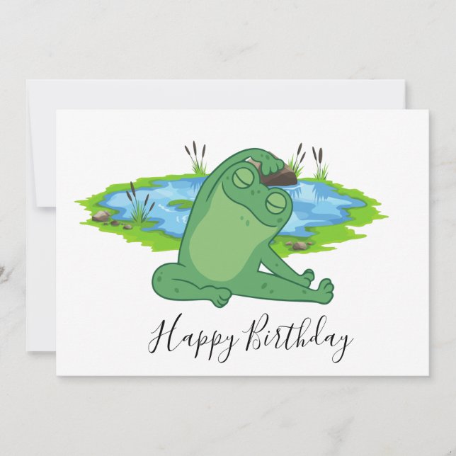 Frog Yoga Happy Birthday Thank You Card (Front)