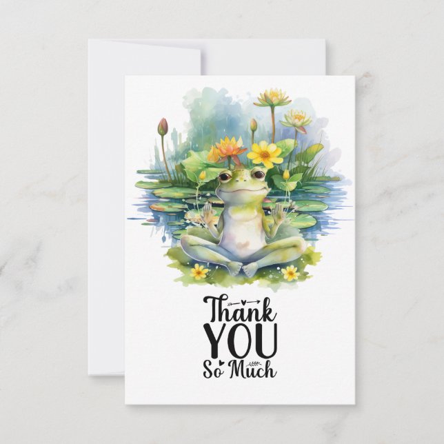 Frog Yoga Meditation in the pond  Thank You Card (Front)
