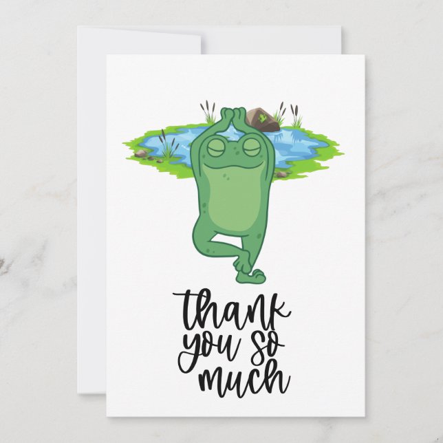 Frog Yoga Thank you card with pond background (Front)
