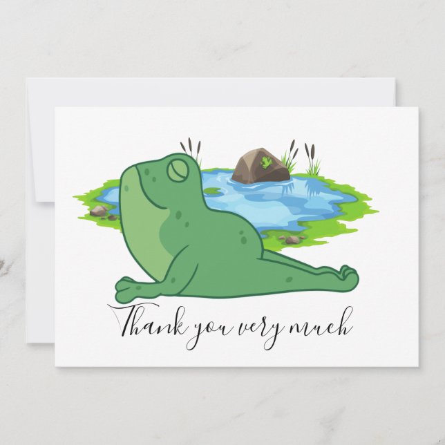 Frog Yoga Thank you card with pond background (Front)