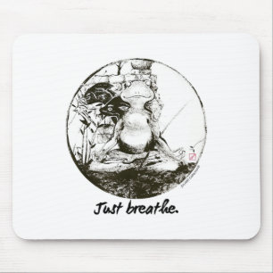 Frog Zen Yoga Just Breath Meditation Art Ink Mouse Pad