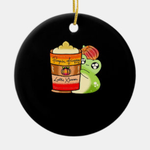 Frogg Drinking Spicy Pumpkin Latte Ceramic Ornament