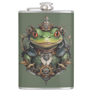 Froggie Frog Steampunk Design, Hip Flask