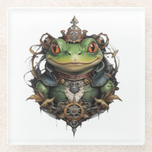 Froggie Frog Steampunk, Glass Coaster