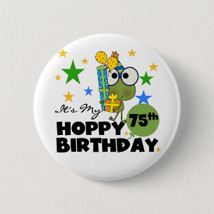 Froggie Hoppy 75th Birthday 6 Cm Round Badge