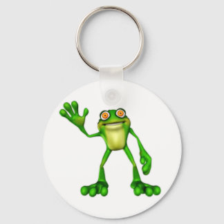 Froggie the Cute Cartoon Waving Frog Key Ring