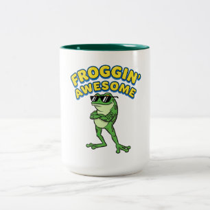 Froggin Awesome Cool Frog Two-Tone Coffee Mug