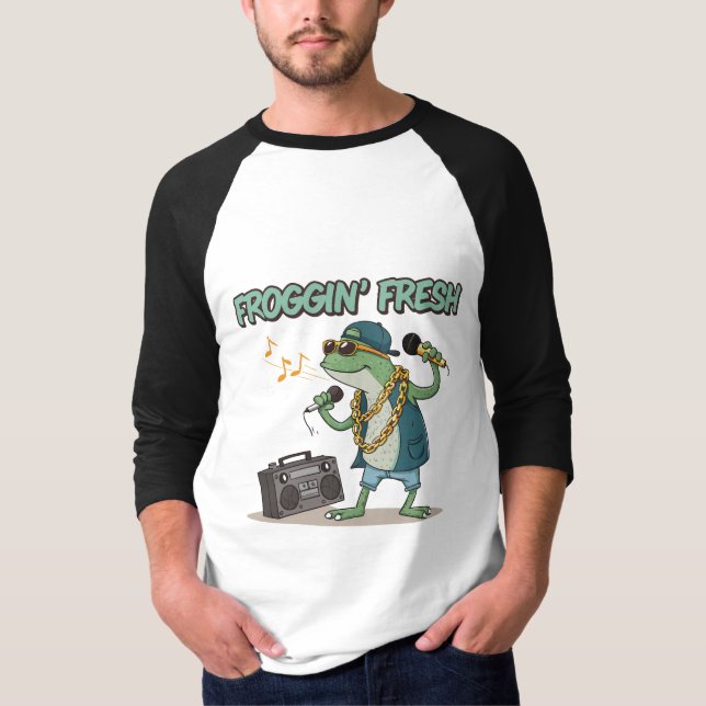 Froggin’ Fresh – Funky Frog Rapper Hip-Hop Humour  T-Shirt (Front)