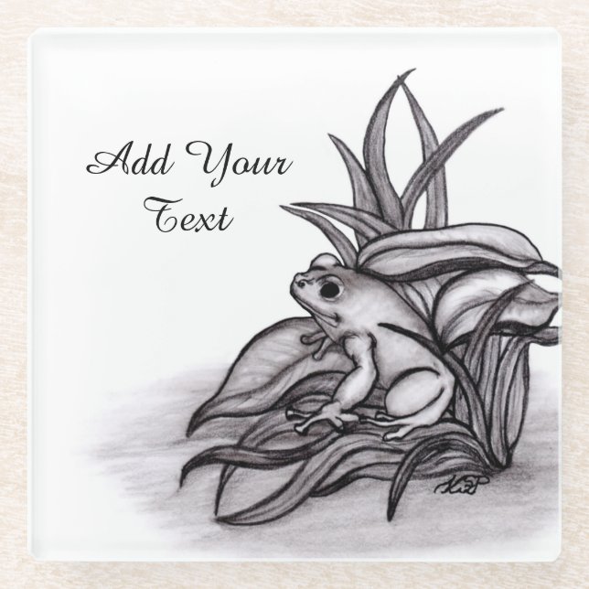 Froggy , Add Your Text Glass Coaster (Front)