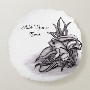 Froggy , Add Your Text Round Cushion