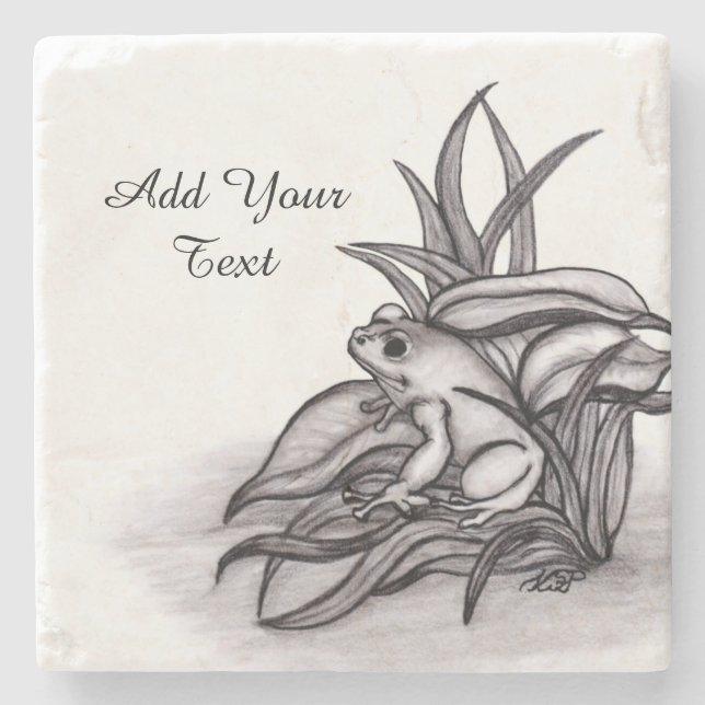 Froggy , Add Your Text  Stone Coaster (Front)