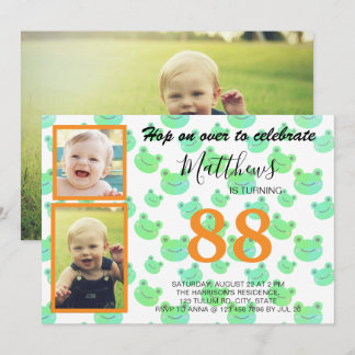 Froggy Birthday party Three custom photos template