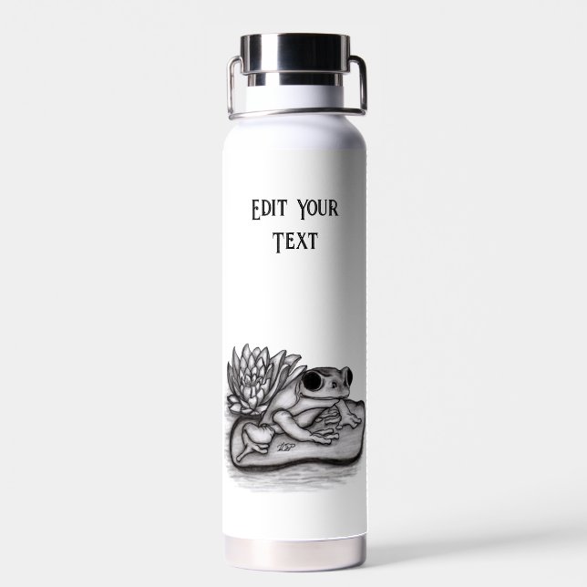Froggy , Edit Your Text Water Bottle (Back)