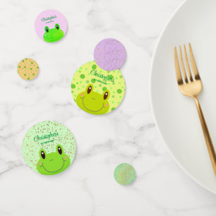 Froggy First Birthday Party Frog Colourful Confett Confetti