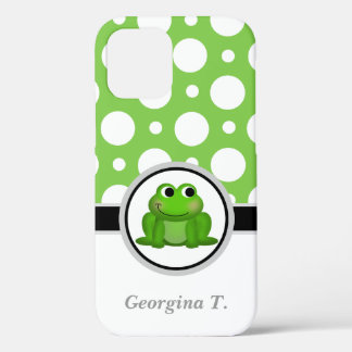 Froggy Green and White Polka Dot iPhone 12 Case